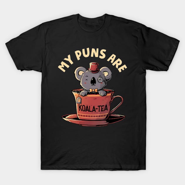 My Puns Are Koala Tea T-Shirt by Three Meat Curry